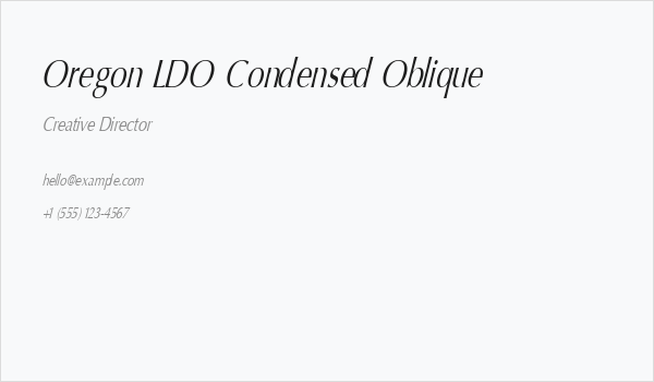 Oregon LDO Condensed Oblique Business Card