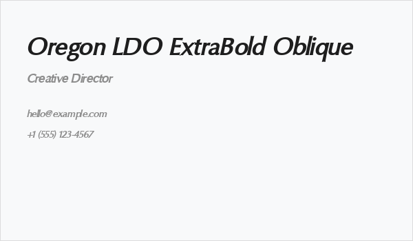 Oregon LDO ExtraBold Oblique Business Card
