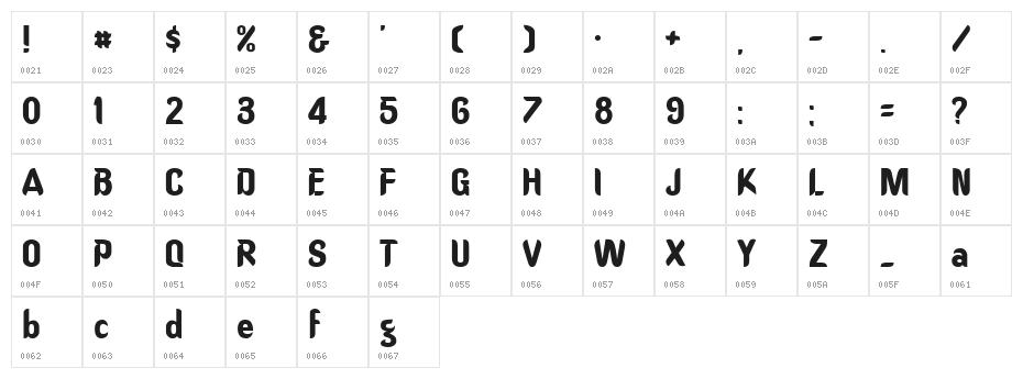 Oregon Regular Character Map