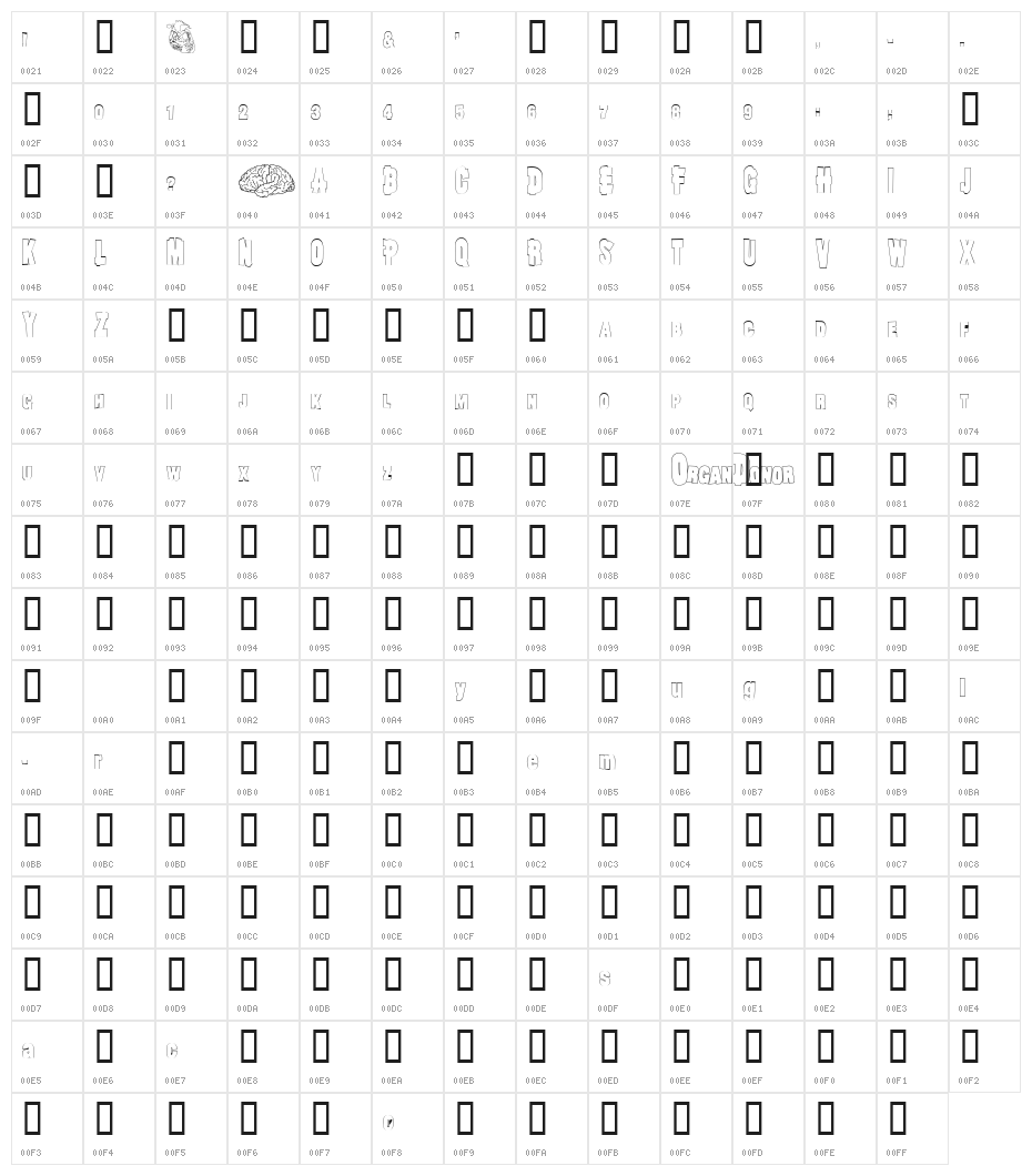 OrganDonorSkin Character Map