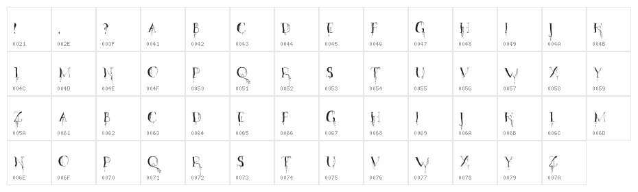 OrganicFear-Regular Character Map