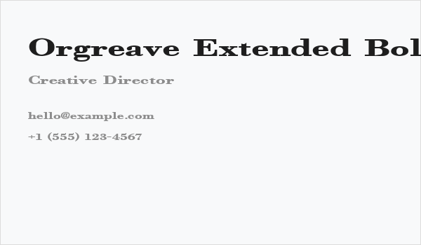 Orgreave Extended Bold Business Card