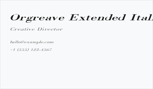 Orgreave Extended Italic Business Card