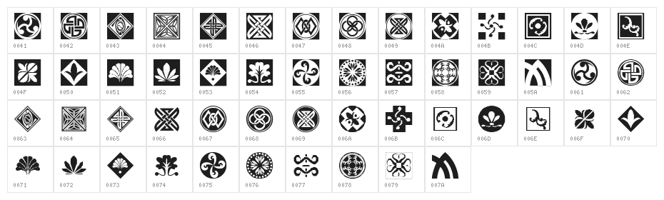 Orient Pattern Dings Set 1 Character Map