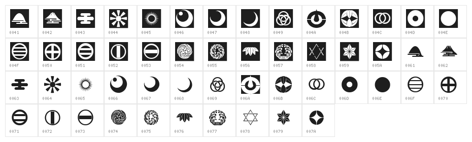 Orient Pattern Dings Set 5 Character Map
