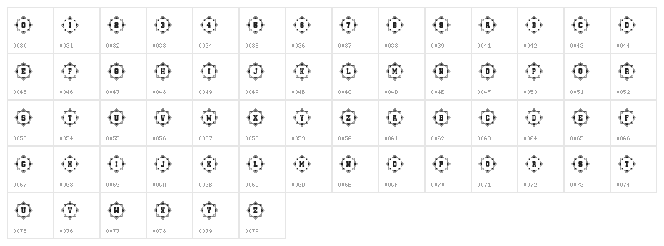 Oriental 1 Regular Character Map