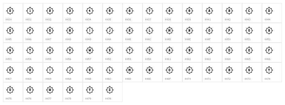 Oriental 3 Regular Character Map