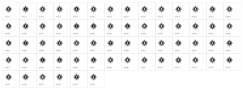 Oriental 4 Regular Character Map