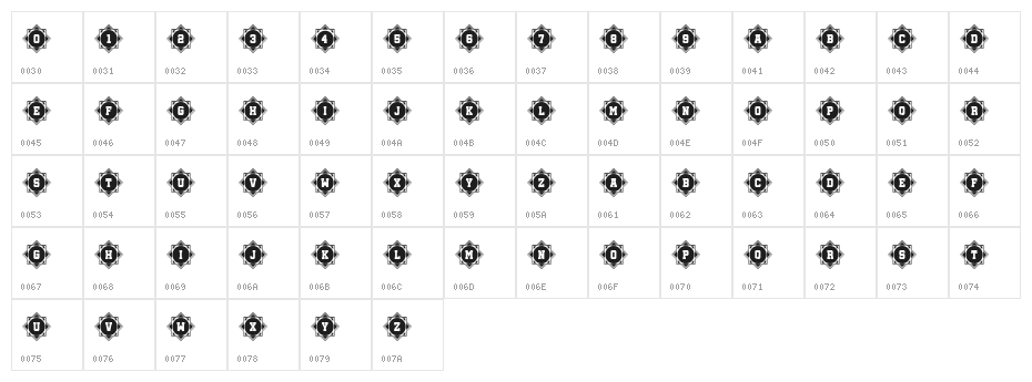Oriental 5 Regular Character Map
