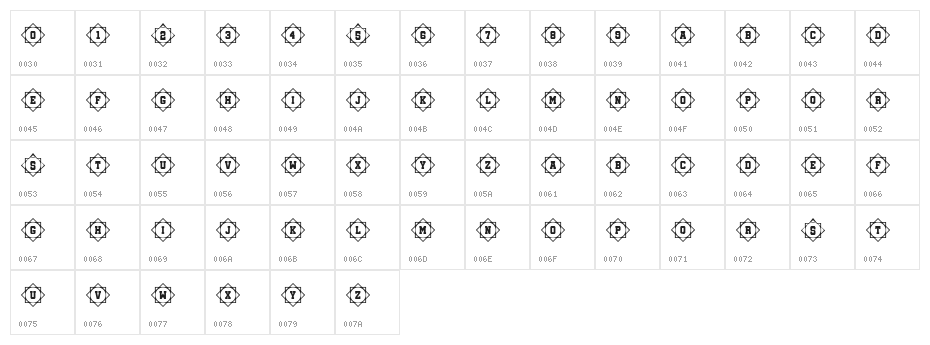 Oriental 6 Regular Character Map