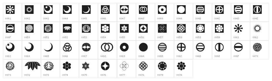 Oriental Icons IV Character Map