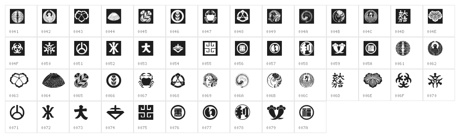 Oriental Icons Character Map