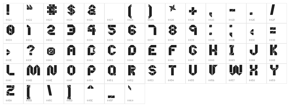 Origami Making Character Map
