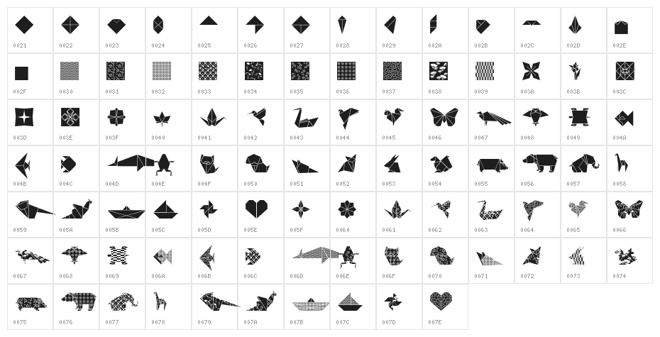 OrigamiBats Character Map
