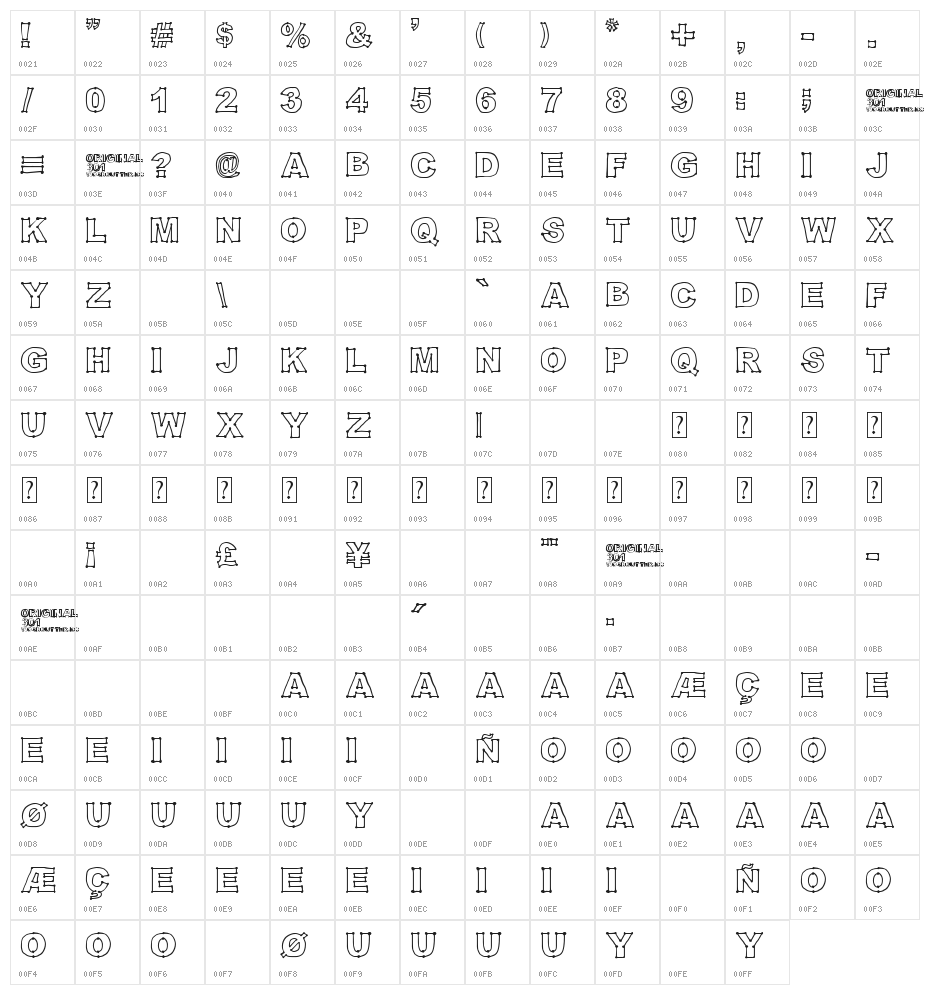 Original 301 Character Map