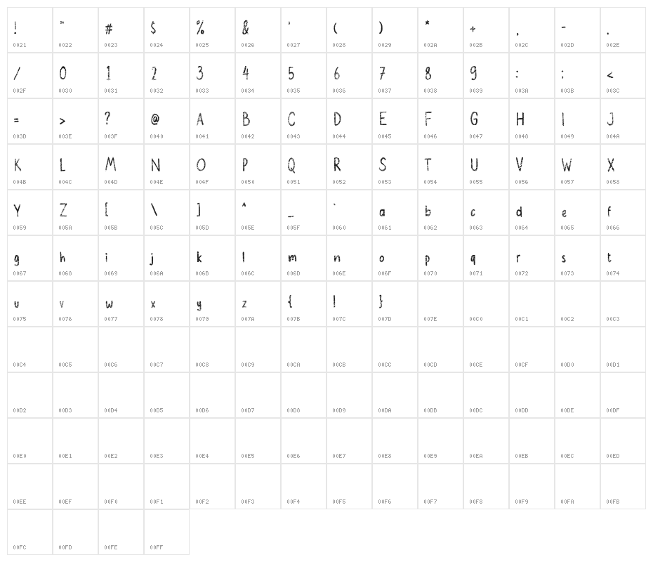 Orion Chalk Scratch Demo Versio Character Map