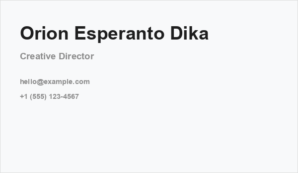 Orion Esperanto Dika Business Card