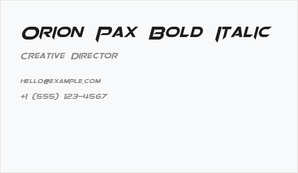 Orion Pax Bold Italic Business Card