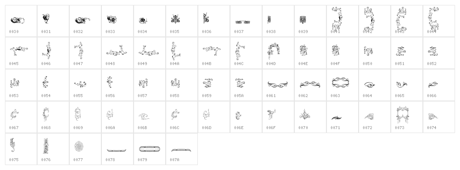 Ornamenta Monumenta Character Map