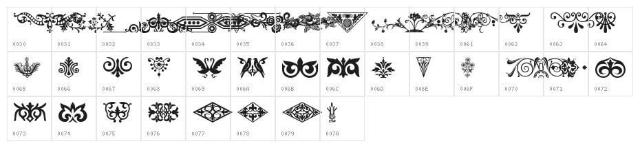 Ornamental Decoration II Character Map