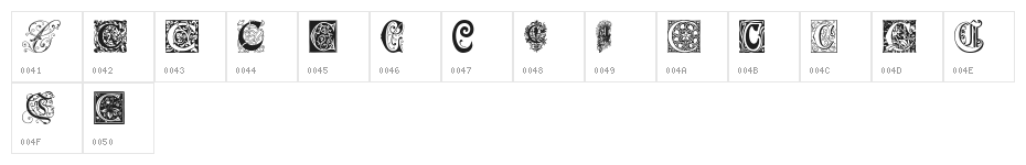 Ornamental Initials C Character Map