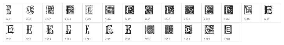 Ornamental Initials E Character Map
