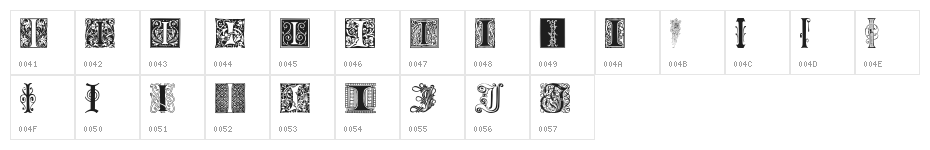 Ornamental Initials I Character Map