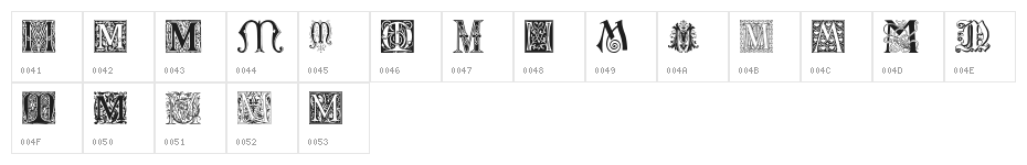 Ornamental Initials M Character Map