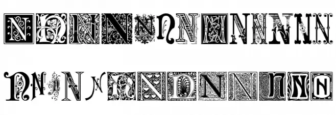 Ornamental Initials N 字体 大写