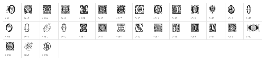 Ornamental Initials O Character Map