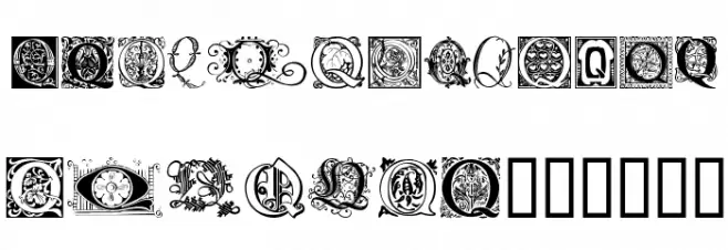 Ornamental Initials Q Fonte MAIÚSCULAS