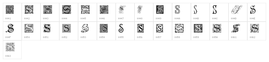 Ornamental Initials S Character Map
