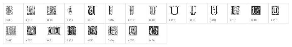 Ornamental Initials U Character Map