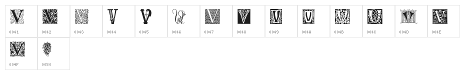 Ornamental Initials V Character Map