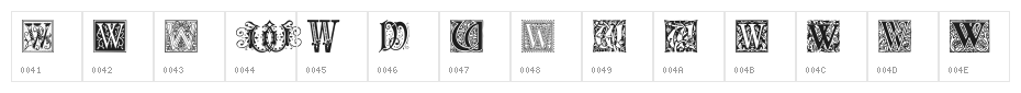Ornamental Initials W Character Map