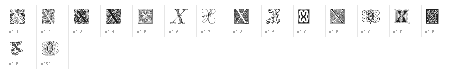 Ornamental Initials X Character Map