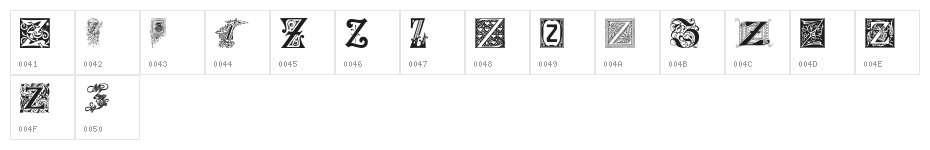 Ornamental Initials Z Character Map