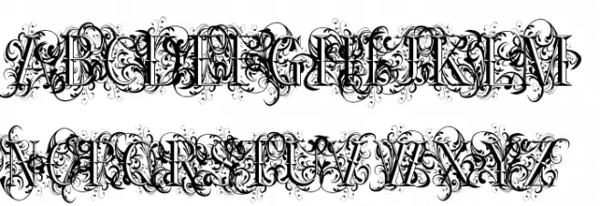 Ornamental Versals Schriftart Groß