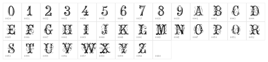 OrnamentalNo2 Character Map