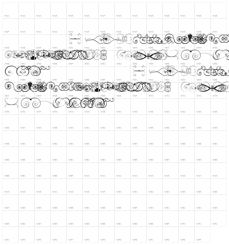 Ornametss tfb Character Map