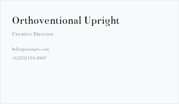 Orthoventional Upright Business Card