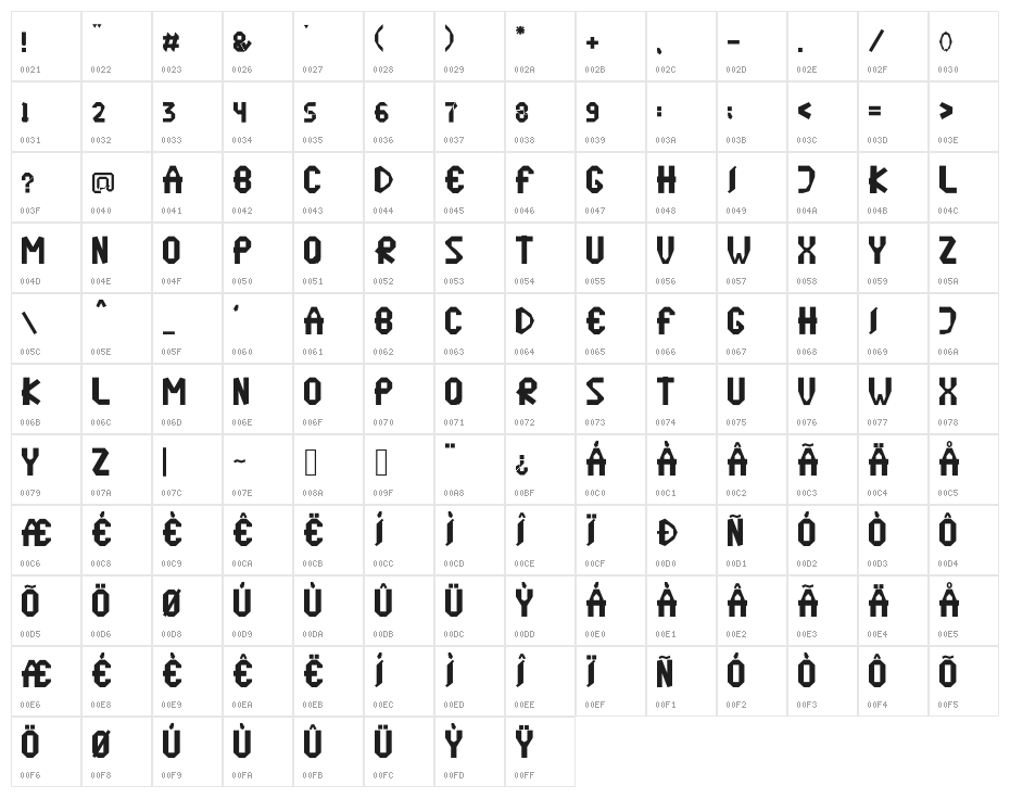 origamen Character Map