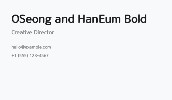 OSeong and HanEum Bold Business Card
