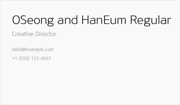 OSeong and HanEum Regular Business Card