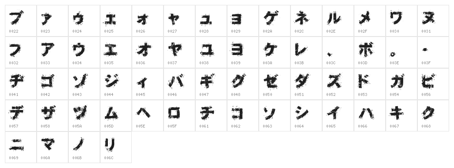 Osakashi BoldKana Character Map