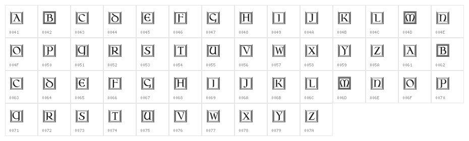 Oseberg Capitals Regular Character Map