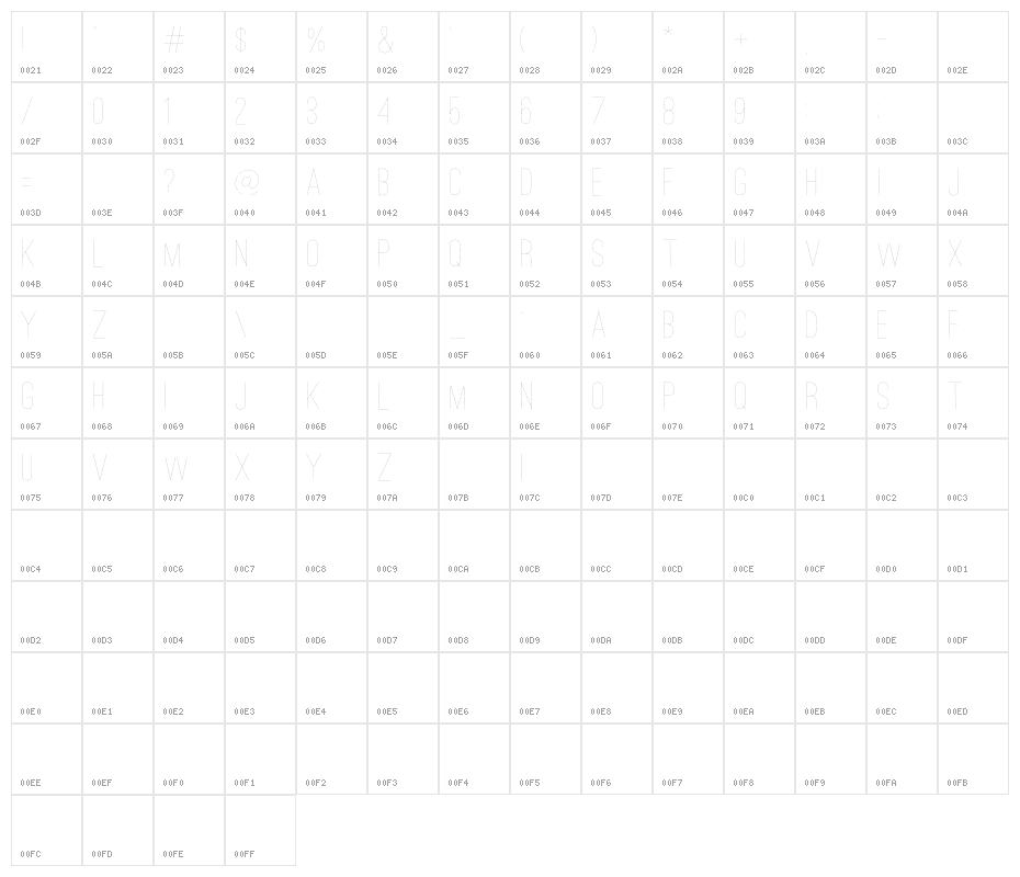 Ostrich Sans Dashed Medium Character Map