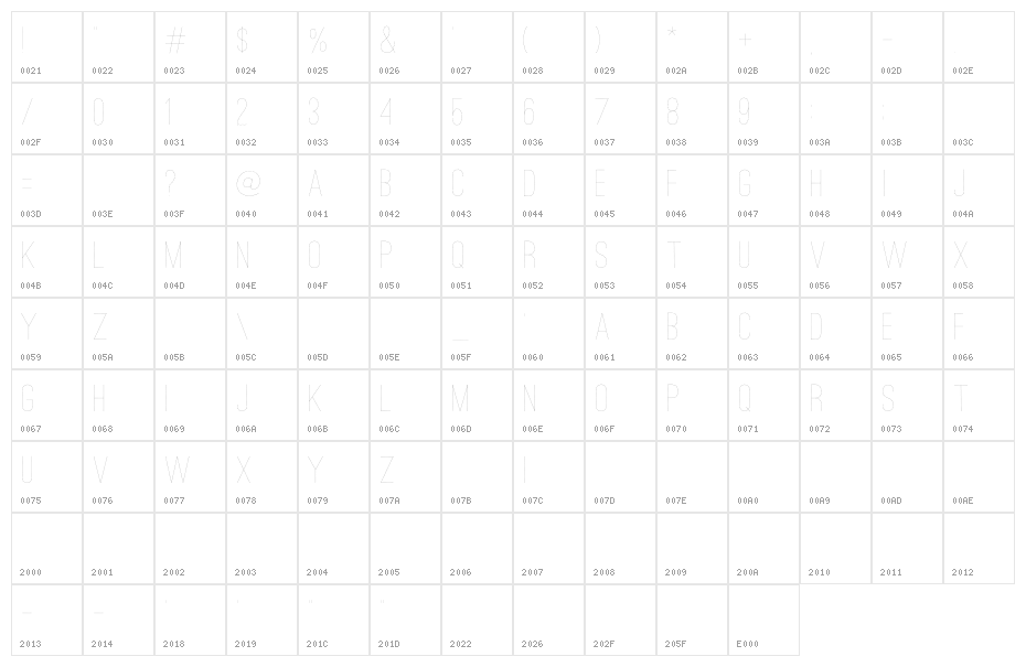 Ostrich Sans Dashed Medium Character Map