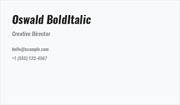Oswald BoldItalic Business Card