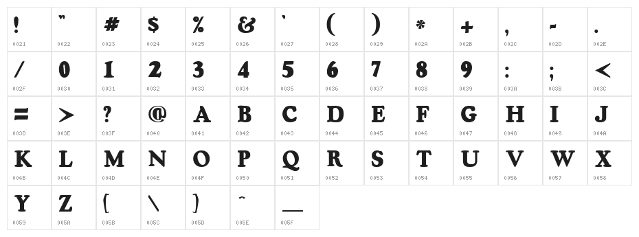 OswaldGrey Regular Character Map